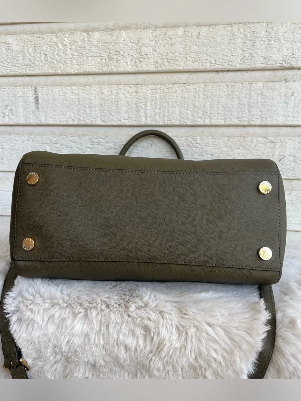 MICHAEL KORS Olive Army Green Ciara Selma Fulton Bedford Satchel Tote Handbag